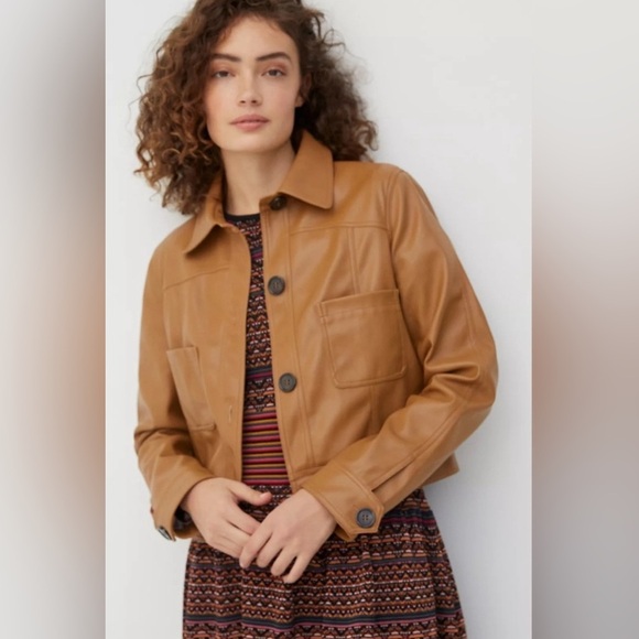 Anthropologie Katy Cropped Faux Leather Jacket - Picture 4 of 12